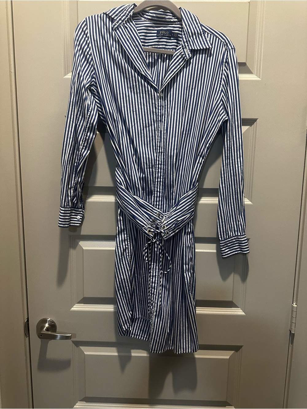 Ralph Lauren Navy & White Striped Long Sleeve Shirt Dress